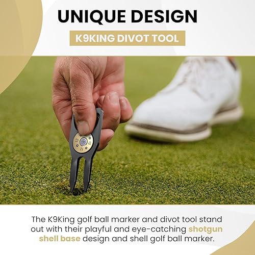 Miniatura 7 de K9King Ultimate Gilmore Golf Bundle 6 in 1 Black Golf Divot Tool with Ball Marker, Golf Accessories Gift, Tee Holder, Groove Cleaner, Divot