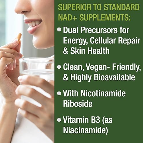 Miniatura 7 de Suplemento NR de ribósido de nicotinamida. Suplemento NAD alternativo NMN + niacinamida para niveles de NAD+ a medida que envejecemos. Probado por