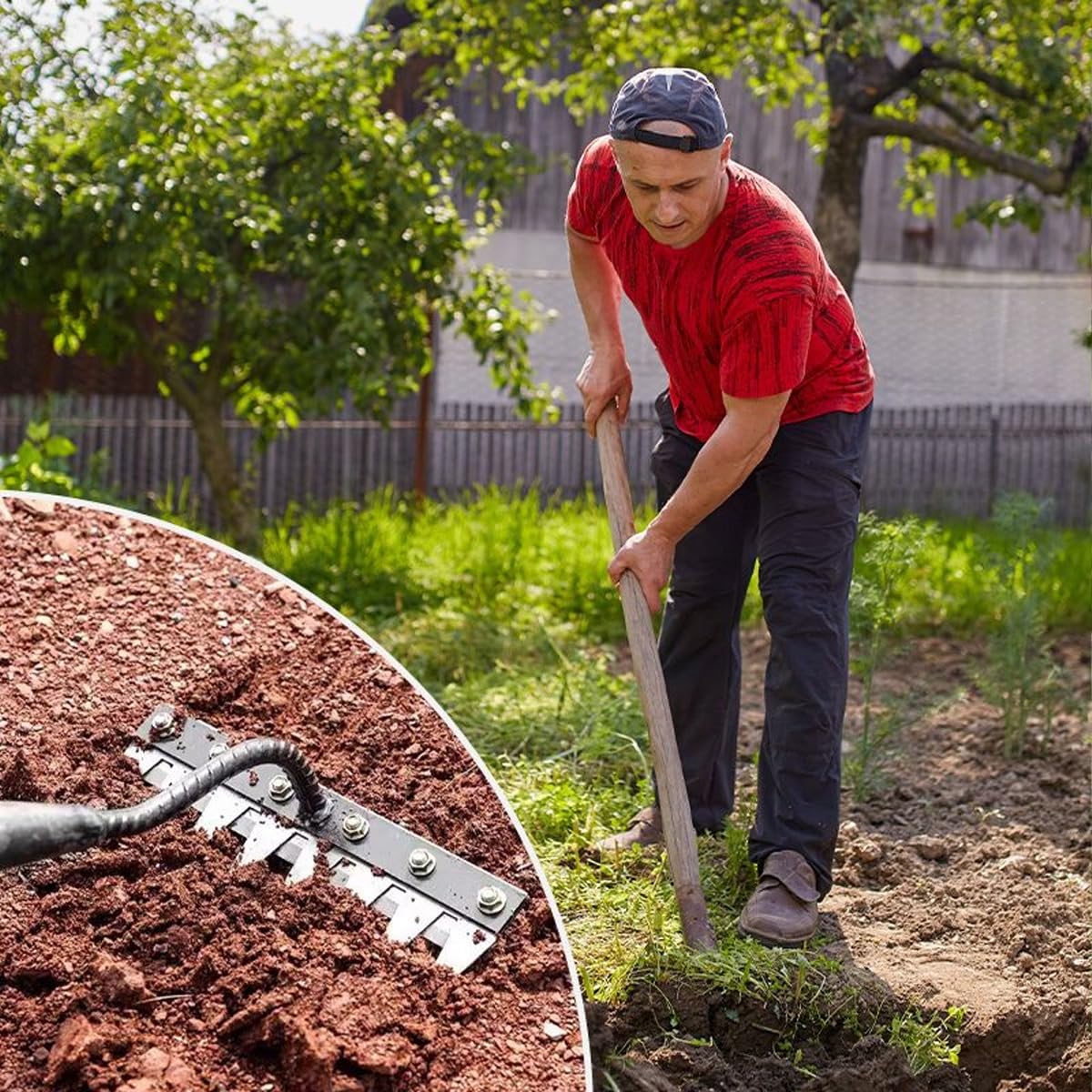 Rastrello da giardino in acciaio al carbonio con 5/6/7/8 denti, Ironrake 2.0, rastrello da giardino in ferro for lavori pesanti, for giardinaggio efficiente, scarificazione e dissodamento del prato, n