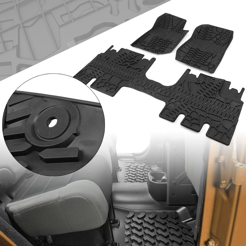 Mallofusa Rubber Slush Floor Mats Set Front Rear All Weather Floor Carpet Liner Compatible for 2014-2018 Jeep Wrangler Unlimited JK 4 Door Black(NOT for JK 2Door & JL Model)
