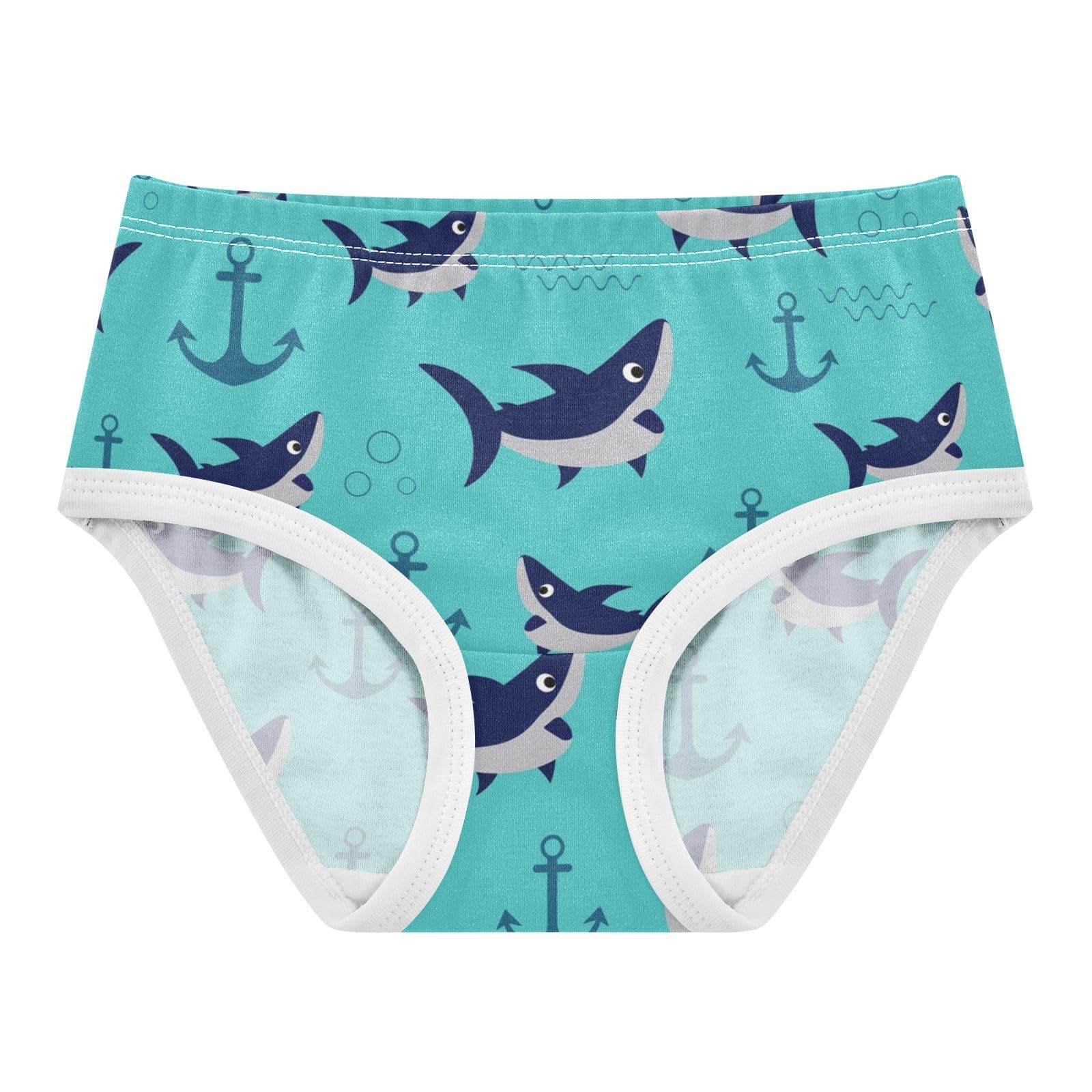 Anantty Girls Multicolor Knickers Ocean Sea Anchor Shark Briefs Underwear Cotton Underpants For Age 2-8 Toddler Kids