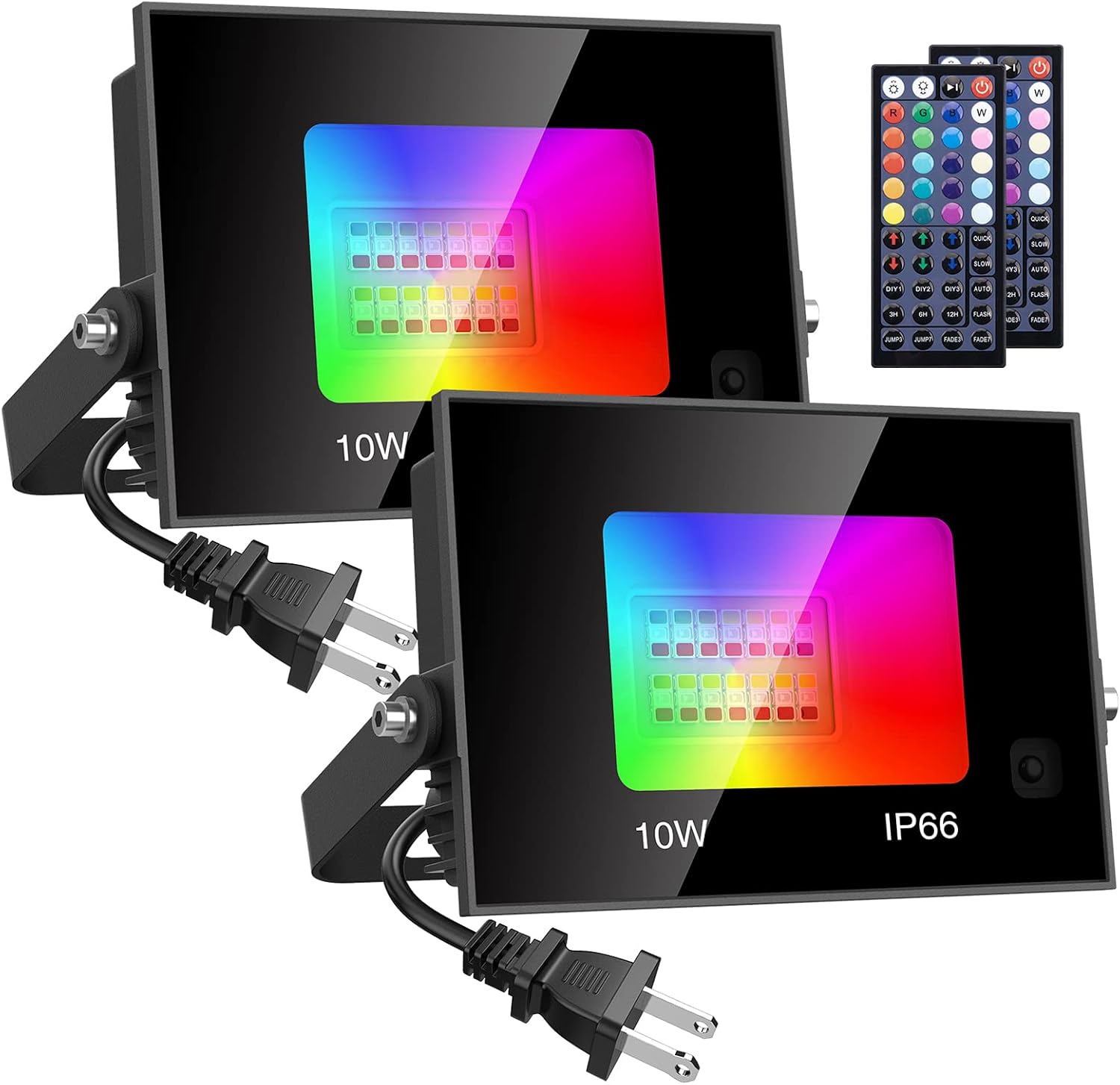 Olafus 15W RGB Flood Light, 4900 DIY Color Uplighting with 44 Key Remote, IP66 Stage Lights, Dimmable Color LED Lights, Floor Lights Uplights for Events Halloween Chirstmas Party Outdoor Indoor Decor