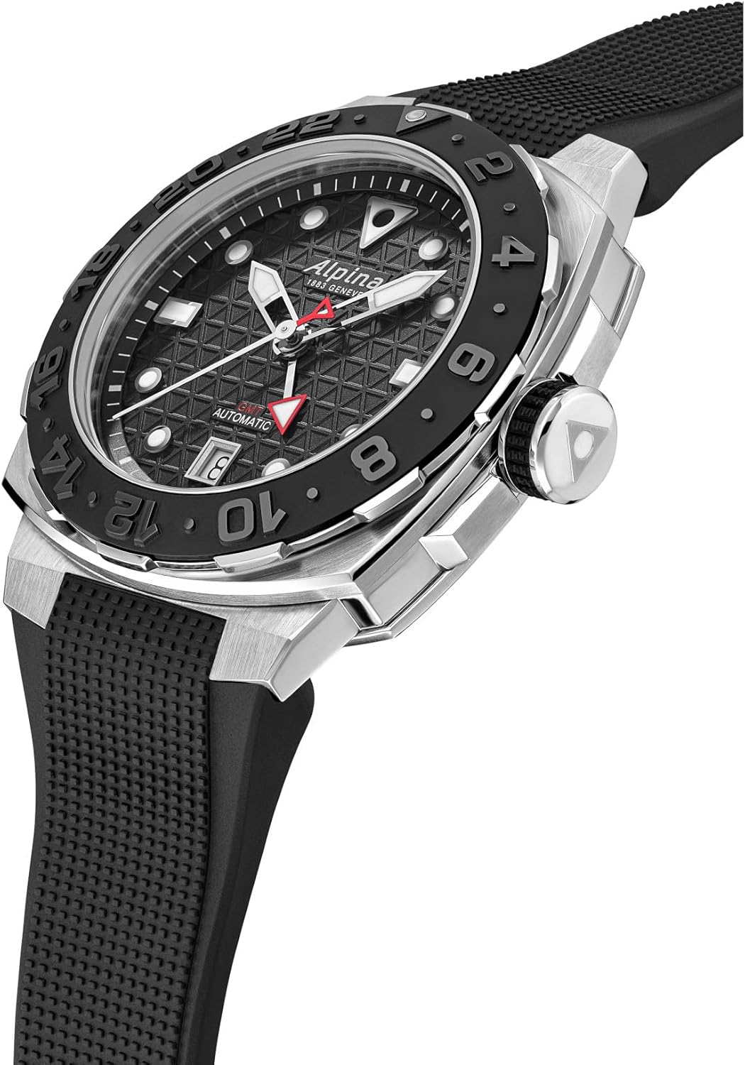 Alpina Men's Seastrong Extreme Swiss Made 3-Hand Date Automatic GMT Watch, Luminous, Stainless Steel, Sapphire Crystal, 39mm x 40.5mm, 300M Water Resistant