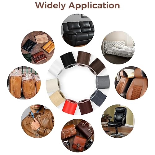 Miniatura 7 de Kit de reparación de cuero para muebles, parche de reparación de cuero autoadhesivo grande de 15.7 x 78.7 pulgadas con fuerte adherencia, cinta de