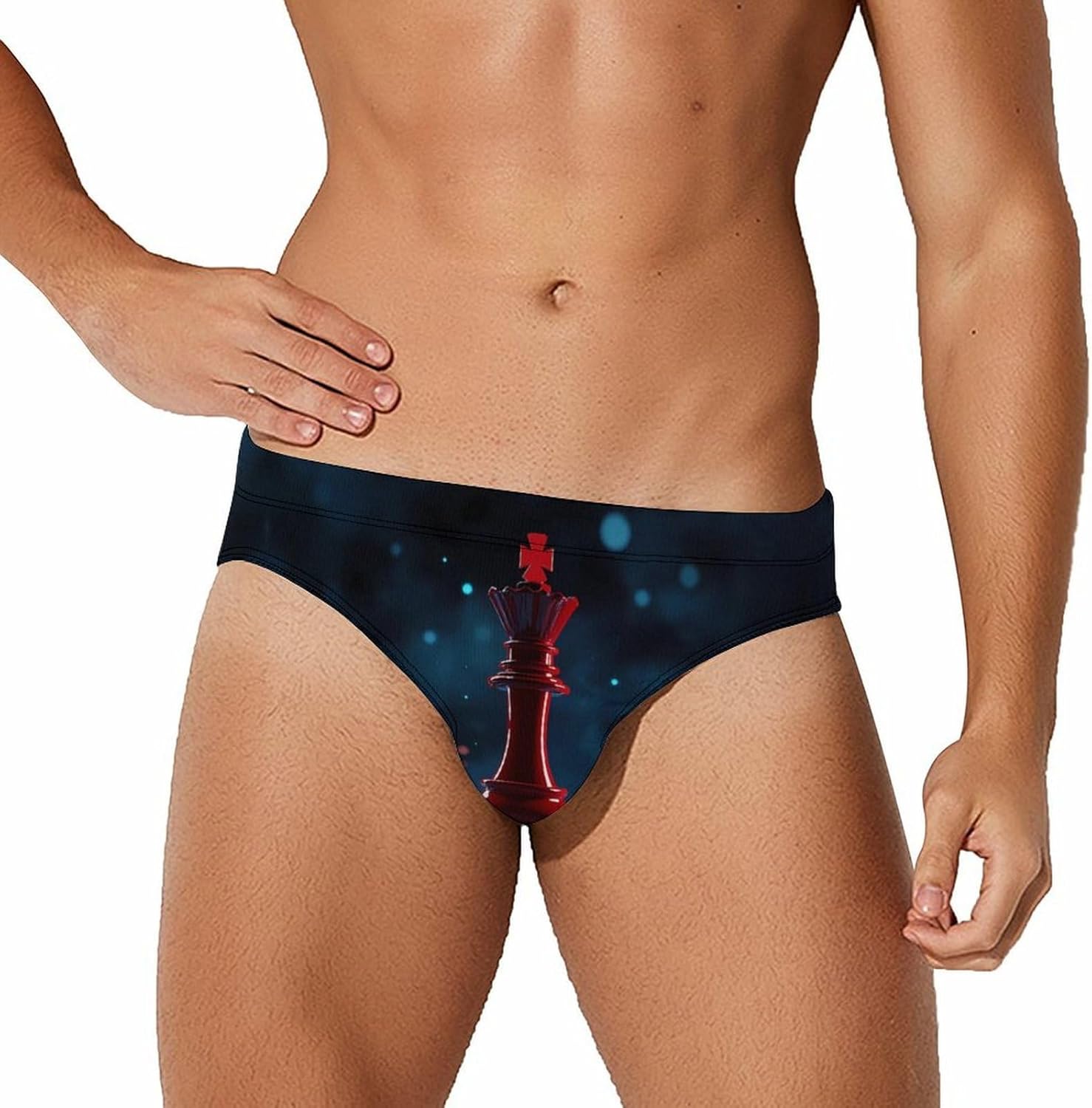 Black and Red Kings and Knight-Chess Men's Swimsuit Brief Sexy Bikini Briefs Retro Printed Swimwear Quick Dry Swimming Trunks 3X-Large