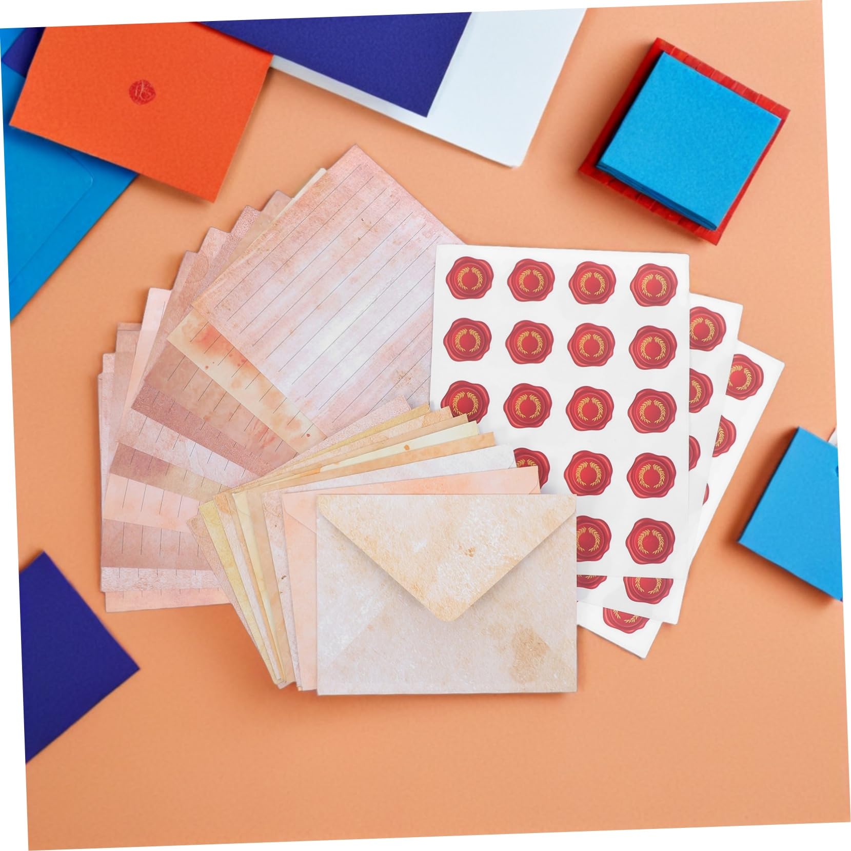 SHINEOFI 100juegos Membretes Vintage para Escribir Cartas y Sobres de Cartas Vintage con Pegatinas para Papelería y Papel de Escribir