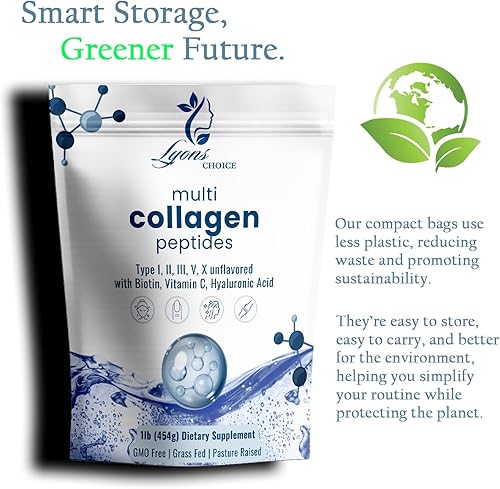 Miniatura 5 de Polvo de péptidos de colágeno múltiple de alta calidad, hidrolizados tipo I, II, III, V, X, sin sabor, de alta absorción, apoya la piel, el cabello,