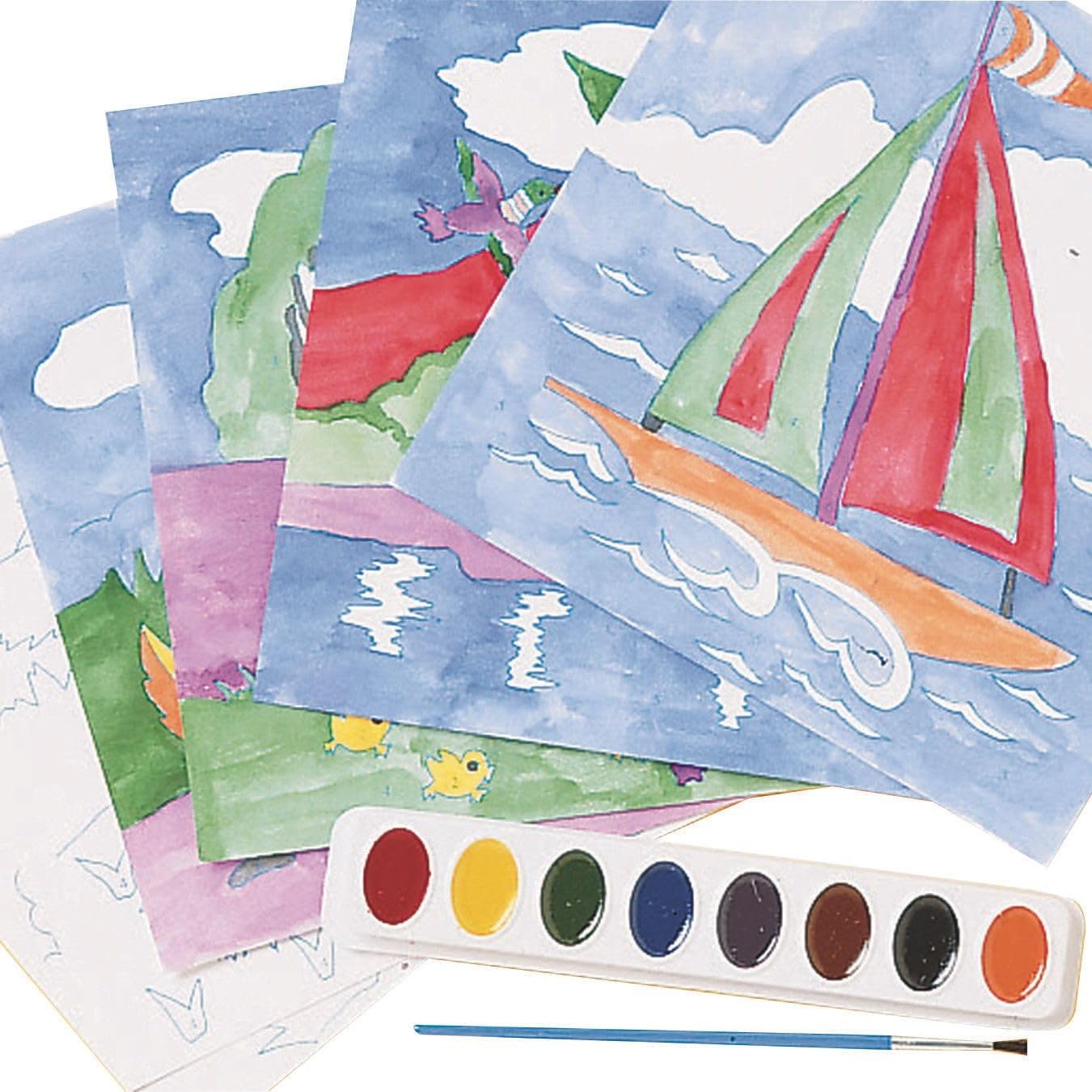 Watercolor Paint-by-Numbers Craft Kit (Pack of 36)