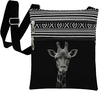 Black and White Giraffe Print Crossbody Bag with Adjustable Strap for Women Casual Sling Bag for Daily Travel Fashion Purse for Friends Sister Nice Choice for Holiday and Birthday Present