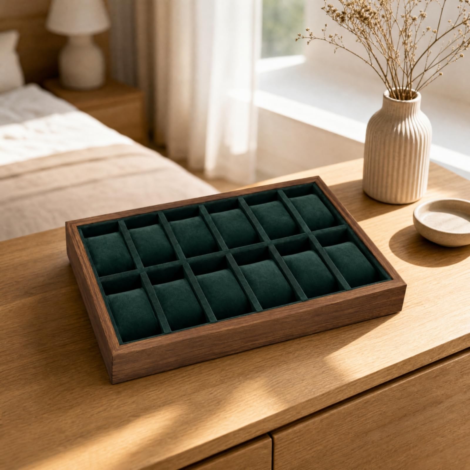Organizador Joyas Acolchado Banja Organizadora Relojes Resisn Connedor Almacenamiento Joyas para Tocador, Cómoda,