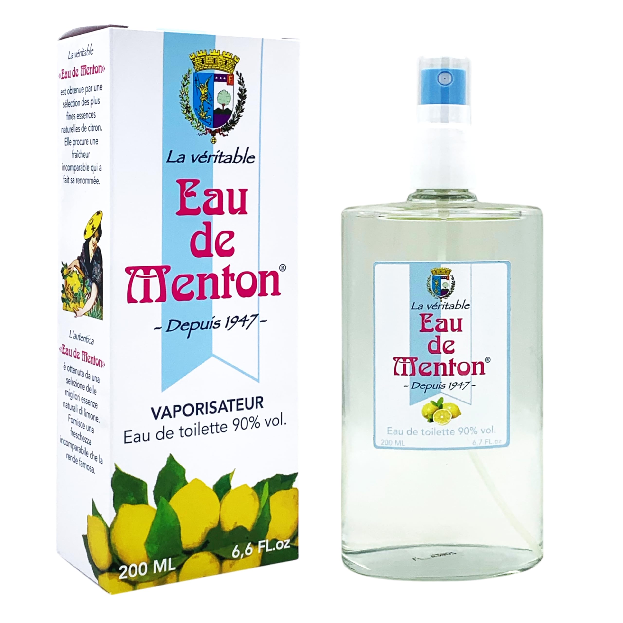 Eau de Menton - Lemon Eau de Toilette - Natural Vegan Citrus Fragrance - Light Fresh Unisex Perfume - Made in France - 3.4 fl oz (200 ML)