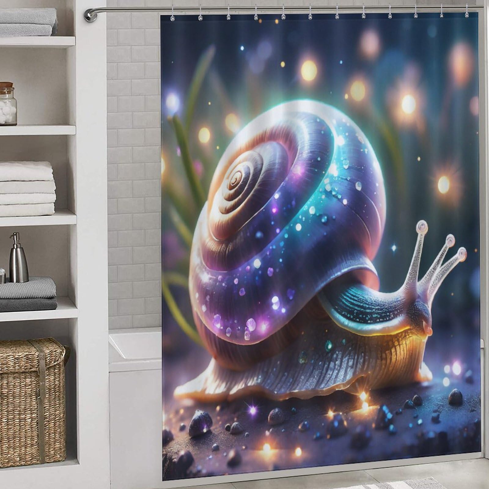 Rideau de douche escargot mignon pour égayer la salle de bain des enfants