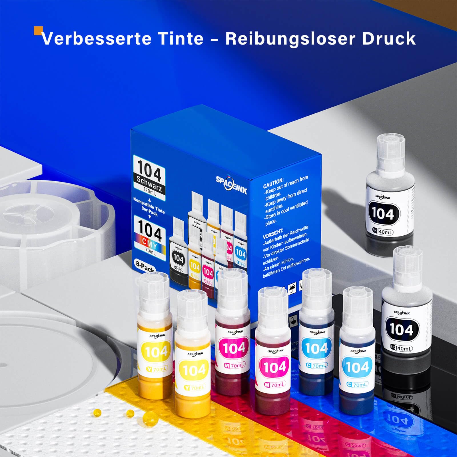 Inchiostro 104 Multipack 2 Set Compatibile per Epson 104 Inchiostro ET-2820 ET-4800 ET-2870 ET-2810 ET-2862 ET-2826 ET-2856 ET-4810 ET-2811 ET-2812 ET-2 4 ET-2 815 Stampanti (2 Neri 2 Ciano 2 Magenta