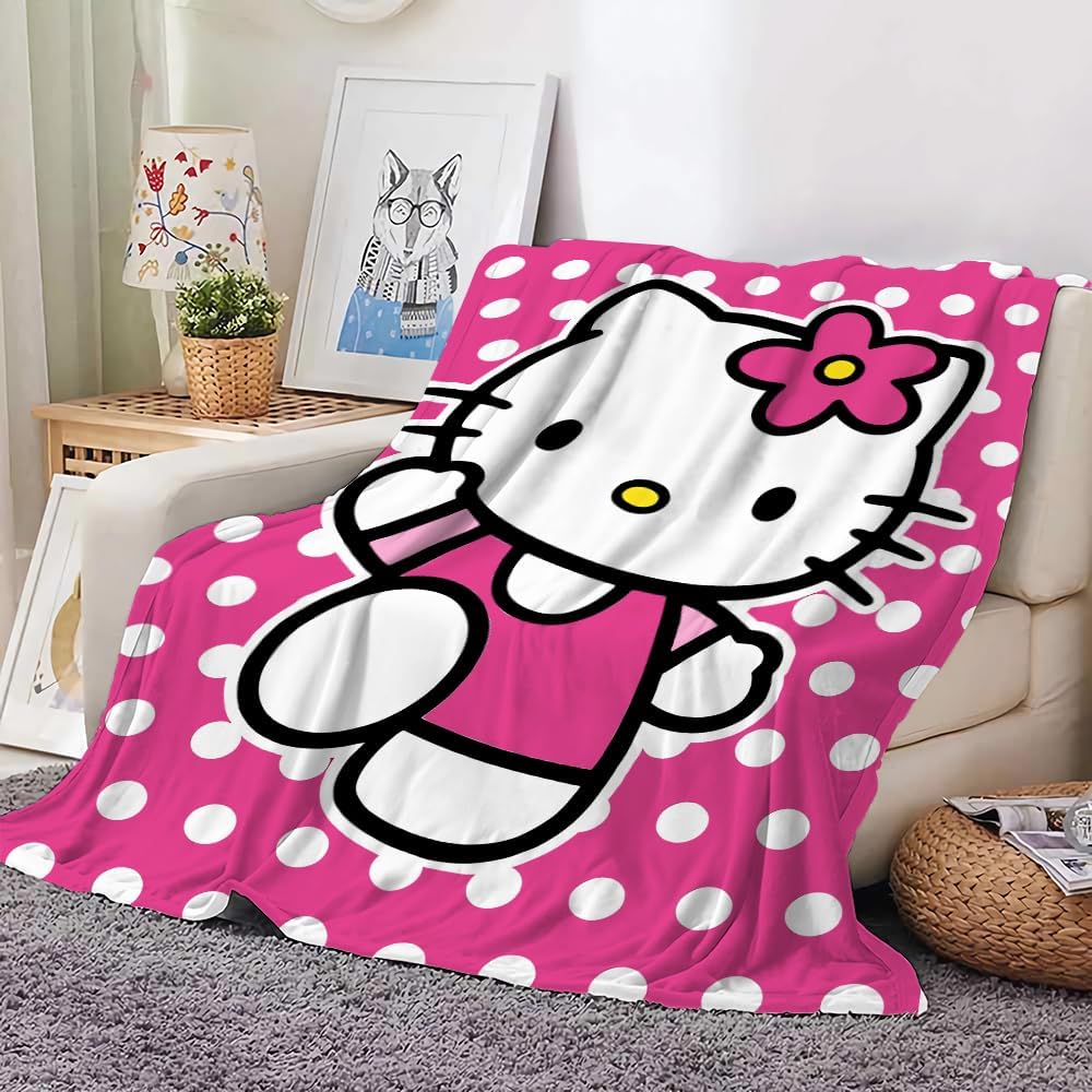 Kitty Silk Flannel Fleece Throw Blanket, Soft Plush, 40 x 60 Inch, All Seasons Blanket for Couch, Sofa, Bed, Camping, Travel (Pink-1) - Image 4