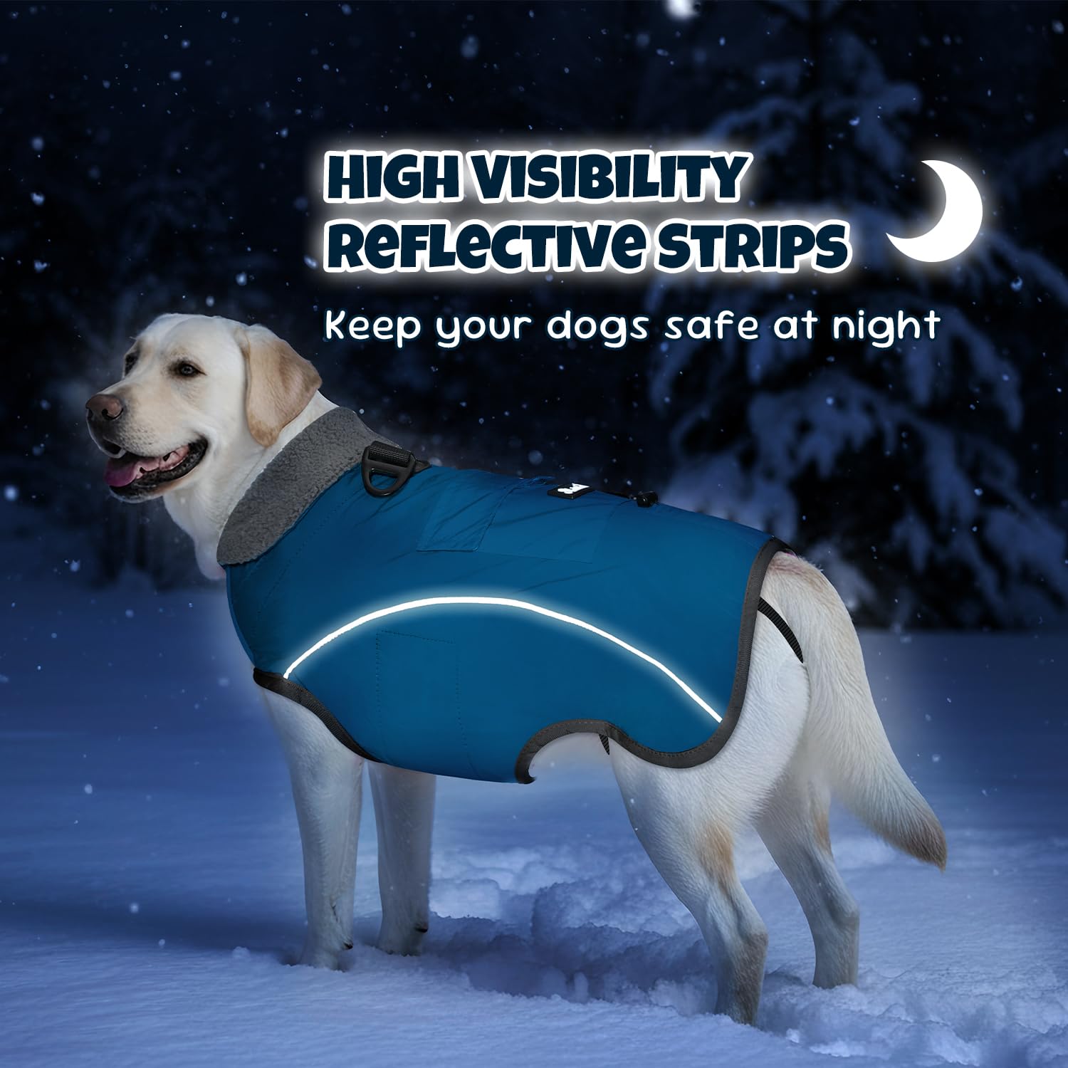 SlowTon Manteau d'hiver pour Chien Warm - Veste de Neige Ajustable pour Chien, Doublée en Polaire, avec Bandes Réfléchissantes et Poches, Veste Résistante à l'eau pour Temps Froid pour Chiens Moyens