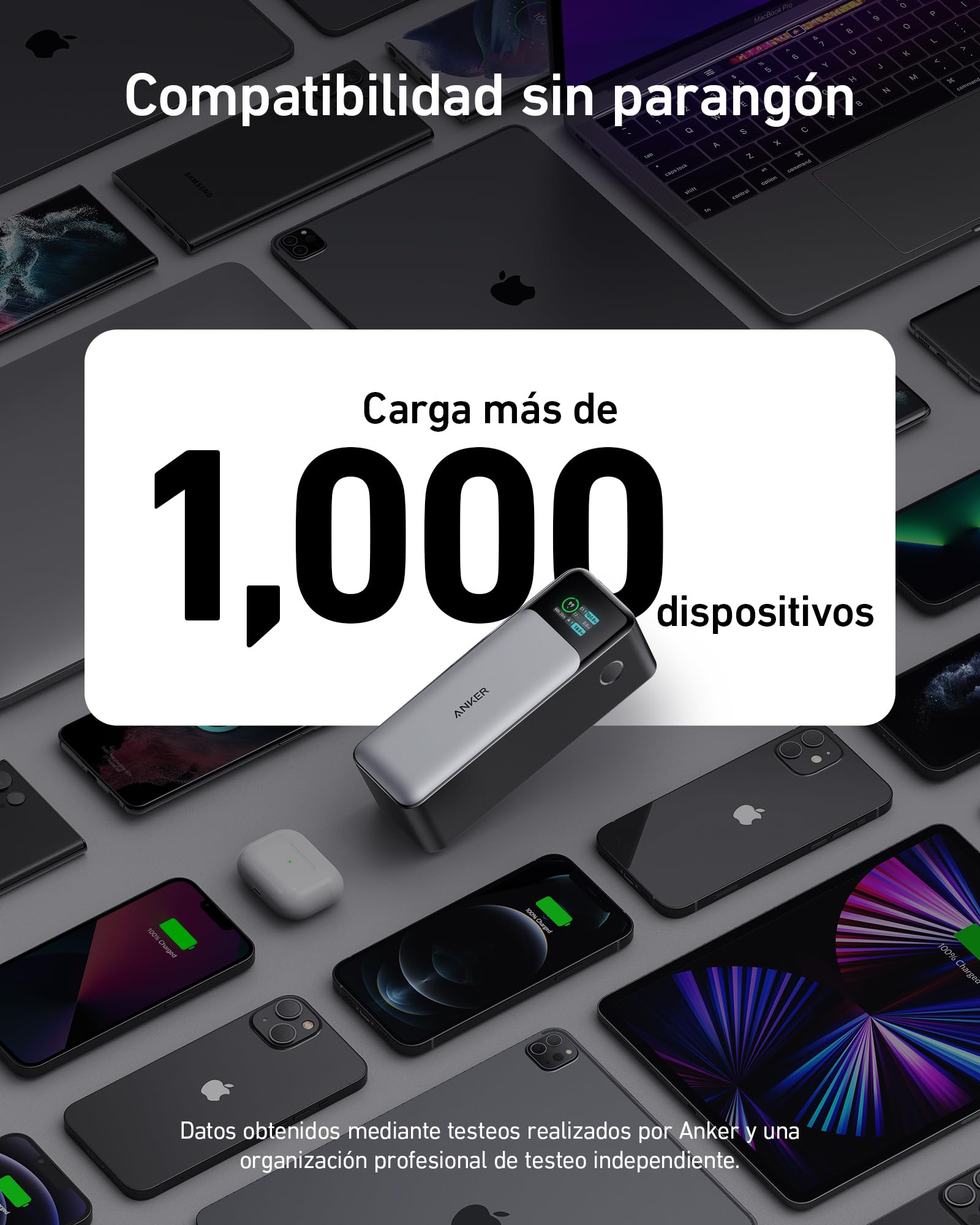 Anker Zolo Power Bank 25.000mAh 165W con Tres Puertos USB C | apto para avión, cables integrados y retráctiles, para iPhone 17/16/15 y MacBook