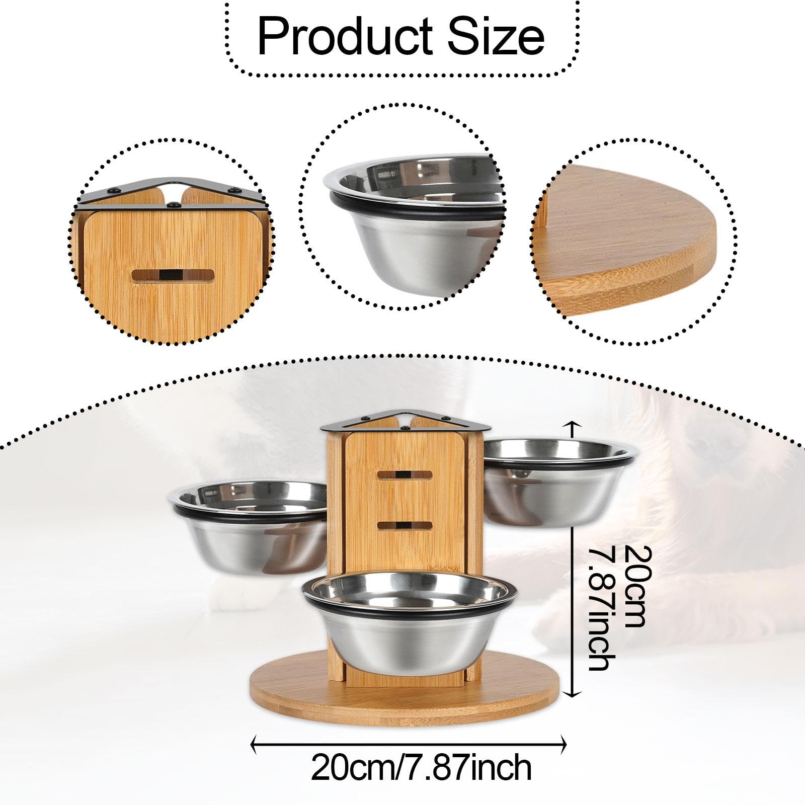 Harilla Cuencos Elevados para Gatos, Comederos Y Bebederos para Perros para Varios Gatos, Regulables en Altura, para Uso en Interiores, Elevados con Soporte D