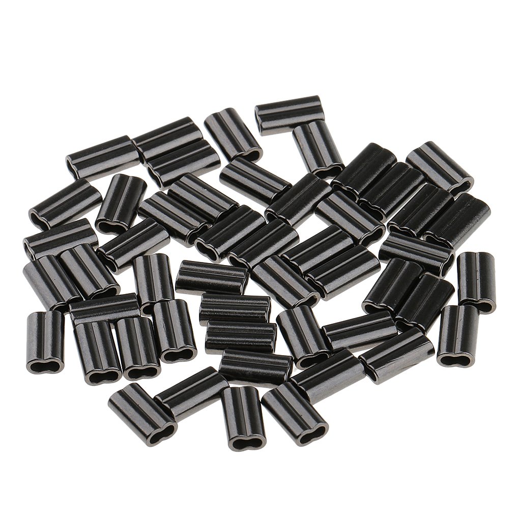 Dovewill 50 Pieces Double Micro Mini Crimps Coarse Sea Fishing Line Mono Braid Wire Trace Sleeves Copper Tube - 0.8mm Bore