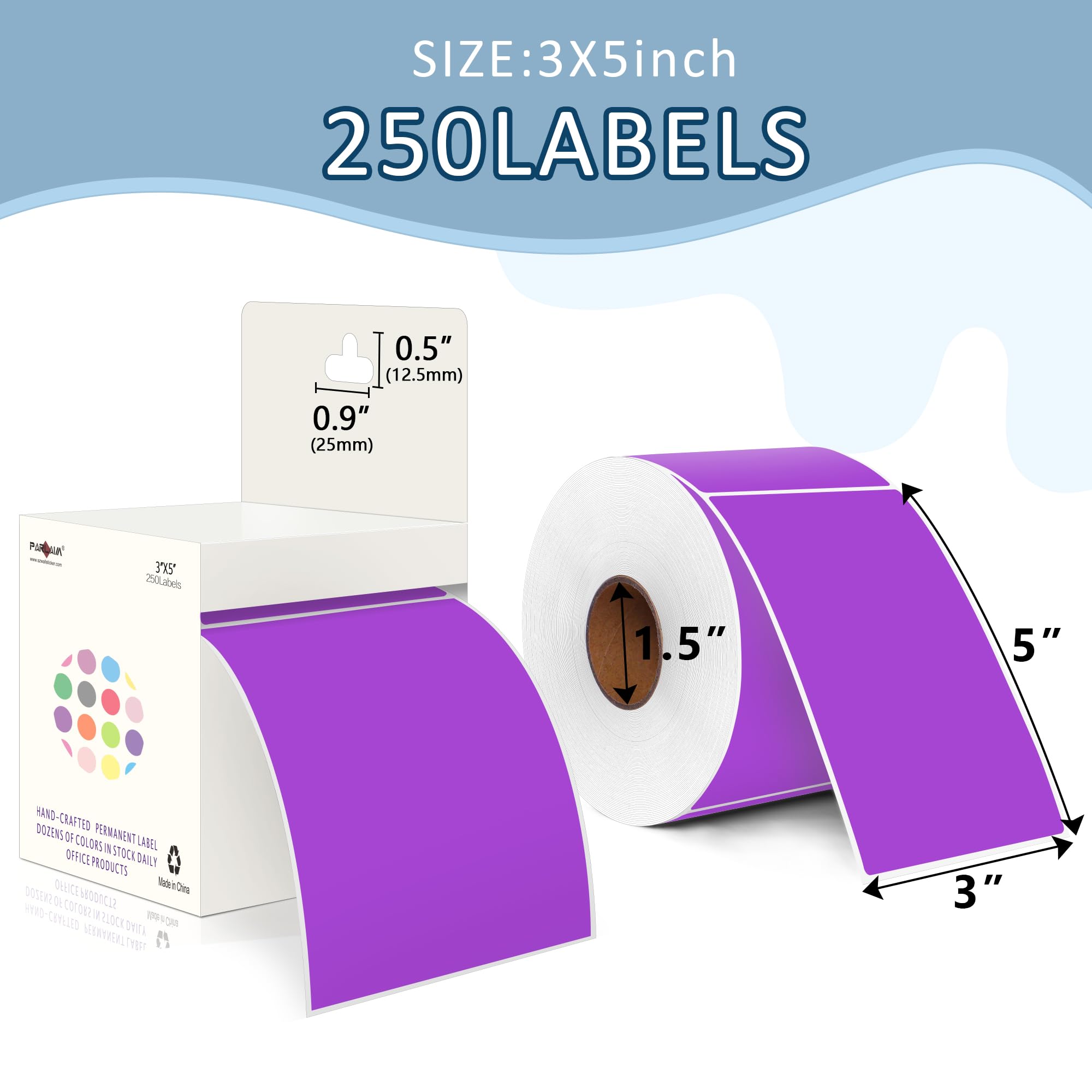PARLAIM 4 rotoli da 1000 etichette rettangolari per codifica a colori, rotolo di etichette quadrate per la casa (viola)