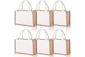 SOUJOY 6 Pack Burlap Tote Bag: Reusable Jute Gift Bags with Handles and DIY Options