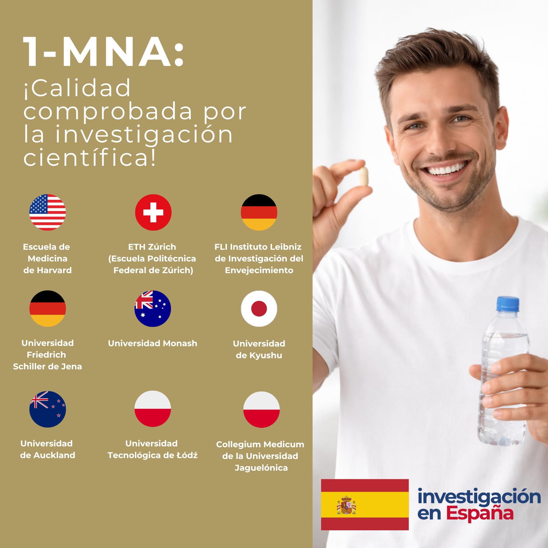 1-MNA PRO, Suplemento Antiedad, Optimiza NAD+, Doble Dosis para Efectos Más Rápidos, Biohacking, Salud Celular, Científicamente Formulado, Alta Biodisponibilidad, 30 Cápsulas