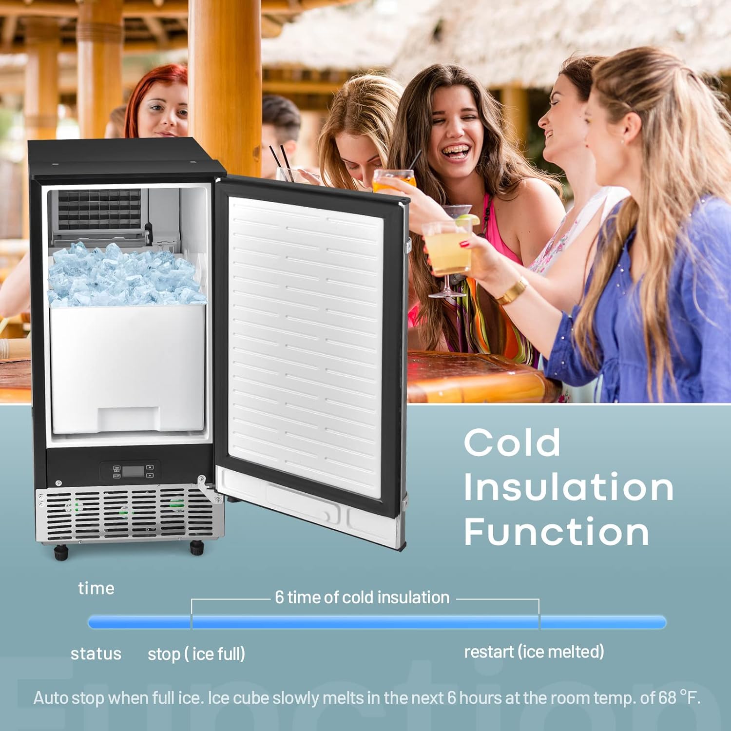 COSTWAY Commercial Ice Maker Machine, 80 lbs/24H Ice Cube Maker Machine with 24 lbs Storage Capacity, Cold Insulation, 24H Timer, Freestanding & Under Counter Lab Ice Maker