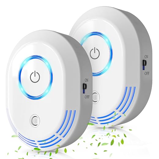 Plug In Air Ionizers For Home(2 Pack), 2 In 1 Ozone Odor Eliminator And Air Ionizers For Dust Mites,60 Million Negative Ions Out Put,Mini Air Cleaner for Dust, Smoke, Pets