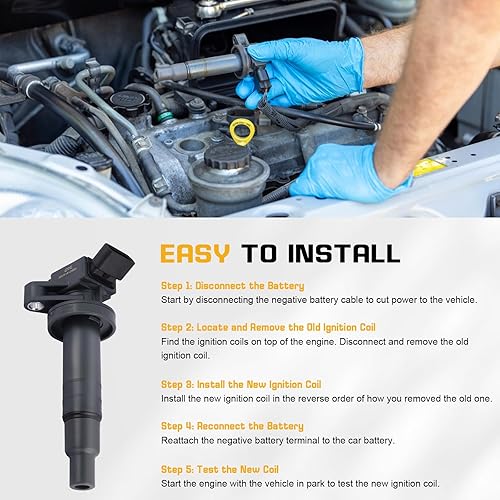 Miniatura 6 de QYL Paquete de 4 bobinas de encendido de repuesto para Chevrolet Prizm/Toyota Celica Corolla Matrix Mr2 Spyder/Pontiac Vibe #UF247 9091902239 C1249