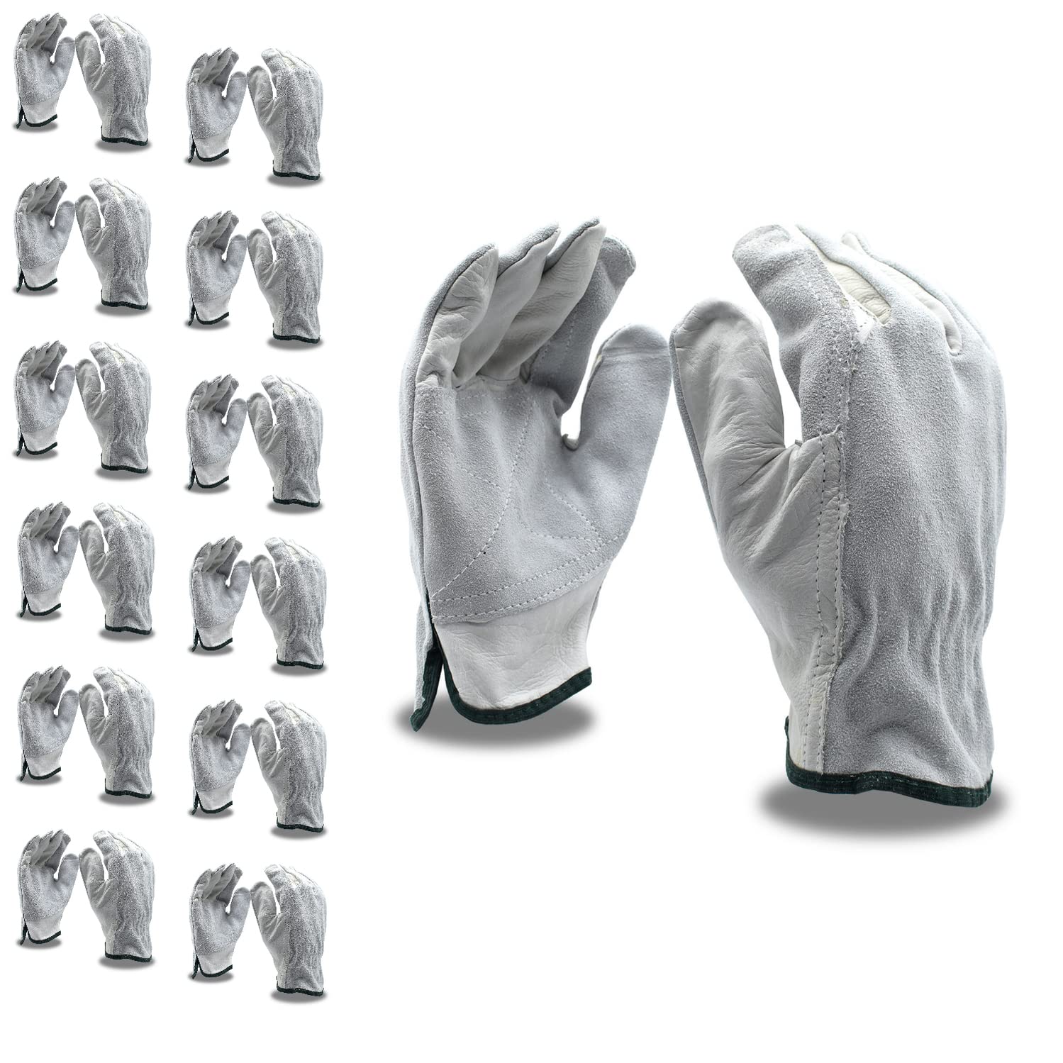 Cordova 8261S Grain Cowhide Driver Gloves, Split Leather Double Palm & Back, Keystone Thumb, Unlined, Small, 12-Pack