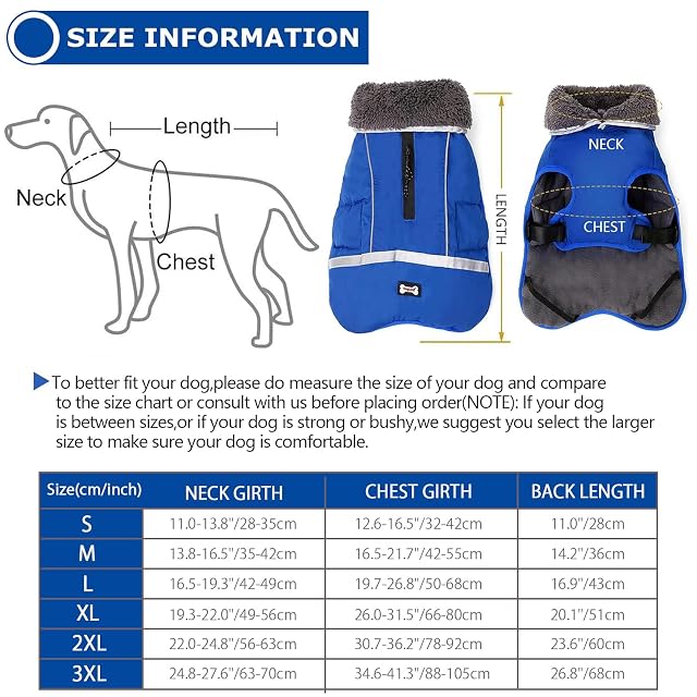 Foto 3 de 7 de QBLEEV Abrigo cálido de Cuello Alto para Perro: Chaqueta de Invierno Impermeable Ajustable para Perros…