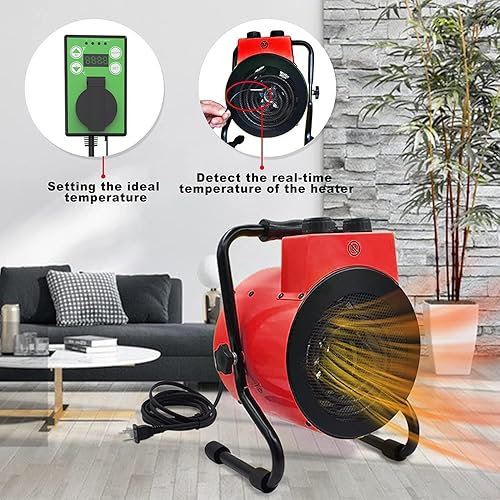 Miniatura 6 de Calentador de invernadero de 1500 W con termostato digital, calentador para exteriores con protección contra sobrecalentamiento y función de