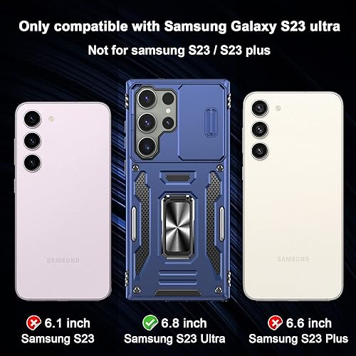 Miniatura 2 de Funda para Galaxy S23 Ultra con funda para cámara y soporte, funda protectora resistente de 2 capas incorporada con soporte magnético de anillo