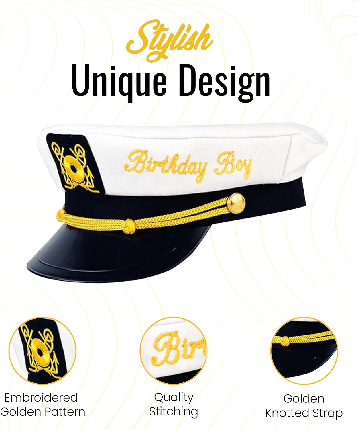 Brosash Birthday Captain's Hat - Funny Birthday Hat | Nautical Themed Party Accessory for Men