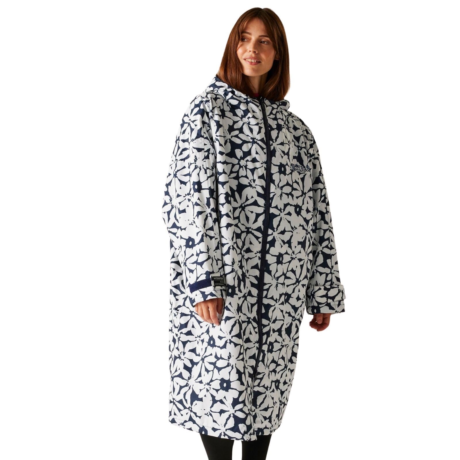 Regatta Women's Navy/White Large Floral Adult Waterproof Changing Robe