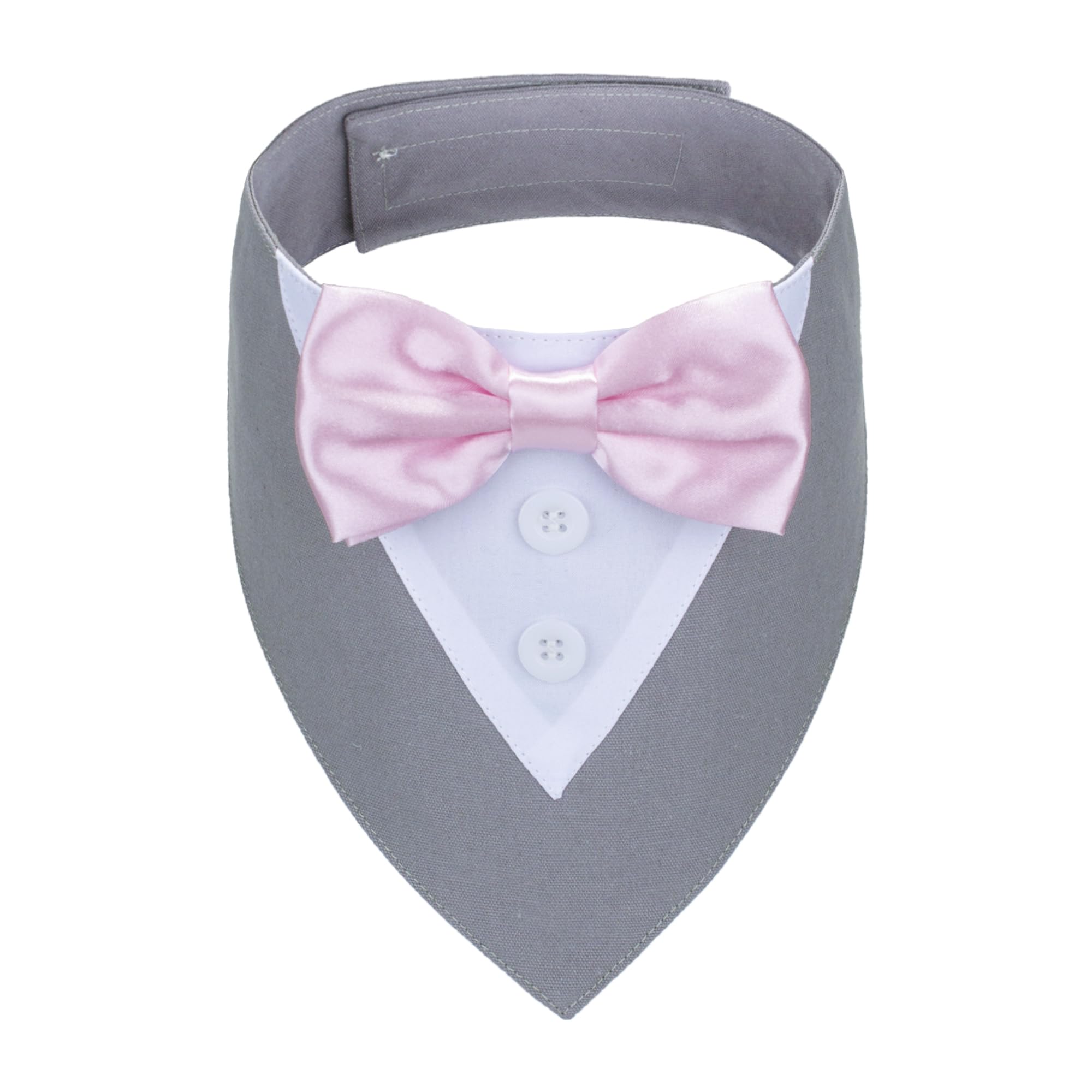 ADOGGYGO Formal Dog Tuxedo Wedding Pet Bandana Collar with Bowtie, Adjustable Birthday Wedding Formal Tux Costumes for Medium Dogs Pets (M, Grey)