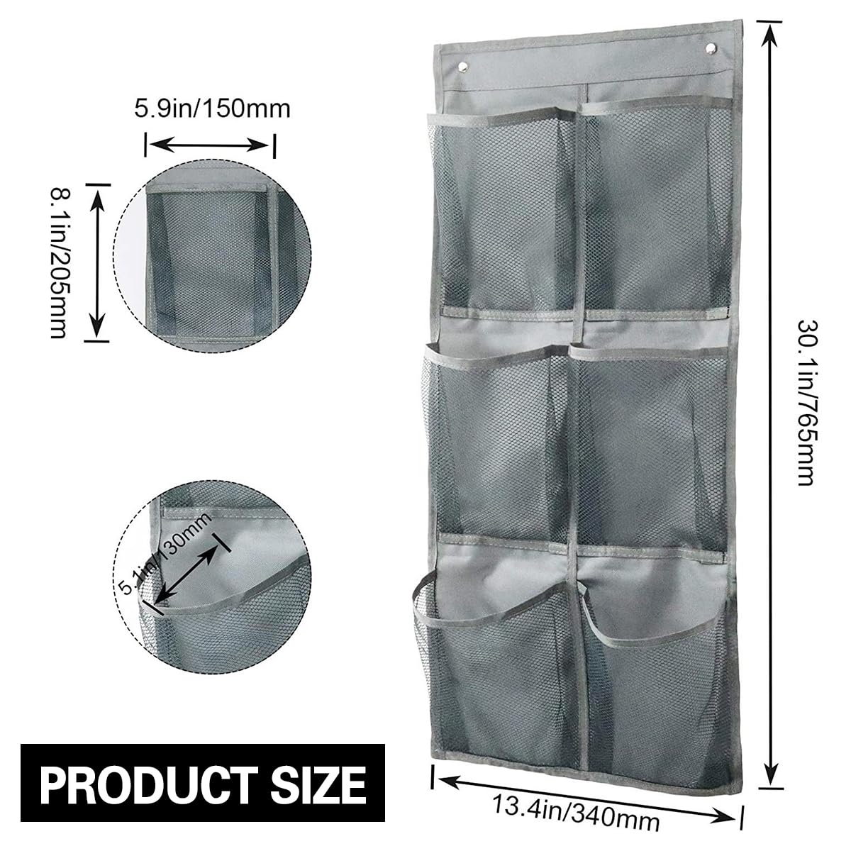 Organizer per scarpe da campeggio, per camper, senza forature, organizer da appendere per armadi, porte, camper, 6 grandi tasche a rete, non tessuto