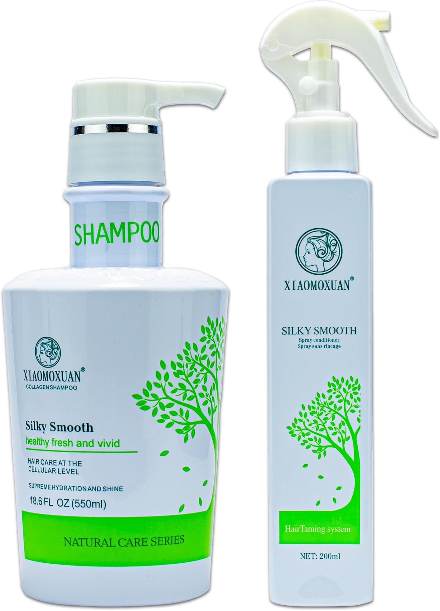 Xiaomoxuan Organic Tea Tree Paraben and Sulfate-Free Shampoo and Conditioner Set - Natural Beauty and Personal Care Products Set - SLS-Free Shampoo and Conditioner Spray Detangler Spa Kit