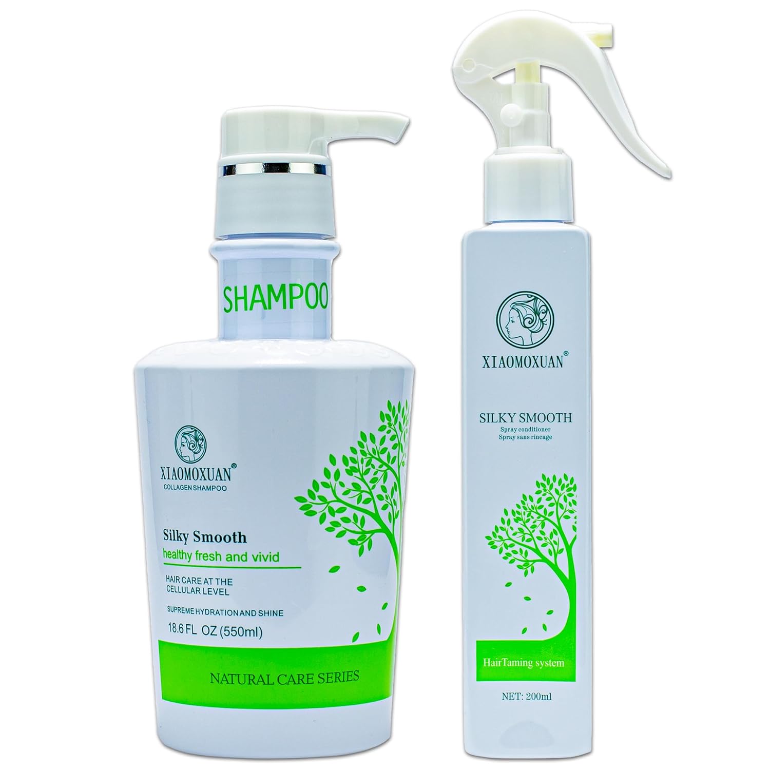 Xiaomoxuan Organic Tea Tree Paraben and Sulfate-Free Shampoo and Conditioner Set - Natural Beauty and Personal Care Products Set - SLS-Free Shampoo and Conditioner Spray Detangler Spa Kit