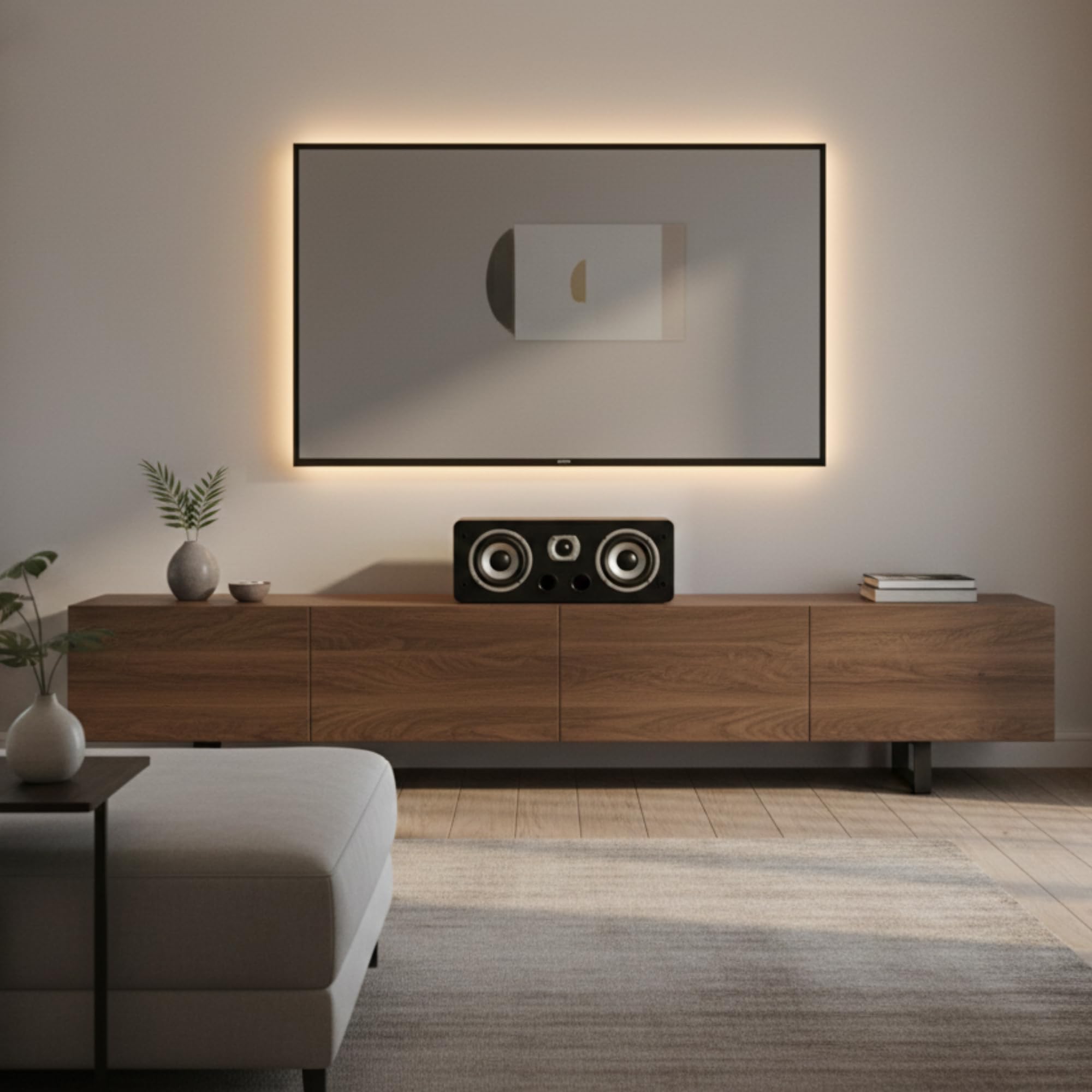 Dynavoice Magic C-4 Schwarz Matt – Center Lautsprecher Passiv 2-Wege, 2x4 Woofer + 1" Hochtöner, Front Bassreflex, 100W, für Heimkino 5.1 und 7.1