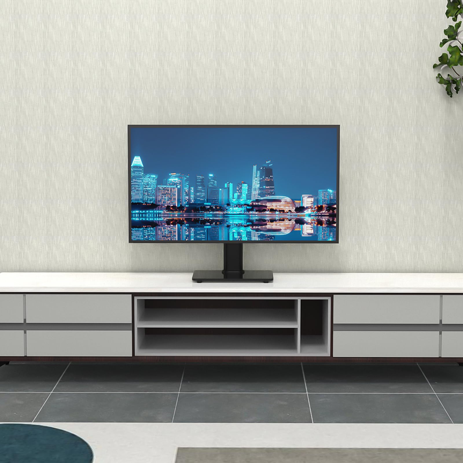 GRIFEMA GB1005-2 Supporto TV da Tavolo 17-43 Pollici Girevole Regolabile in Altezza Base in Vetro Temperato Fino a 30 kg Vesa 200x200mm