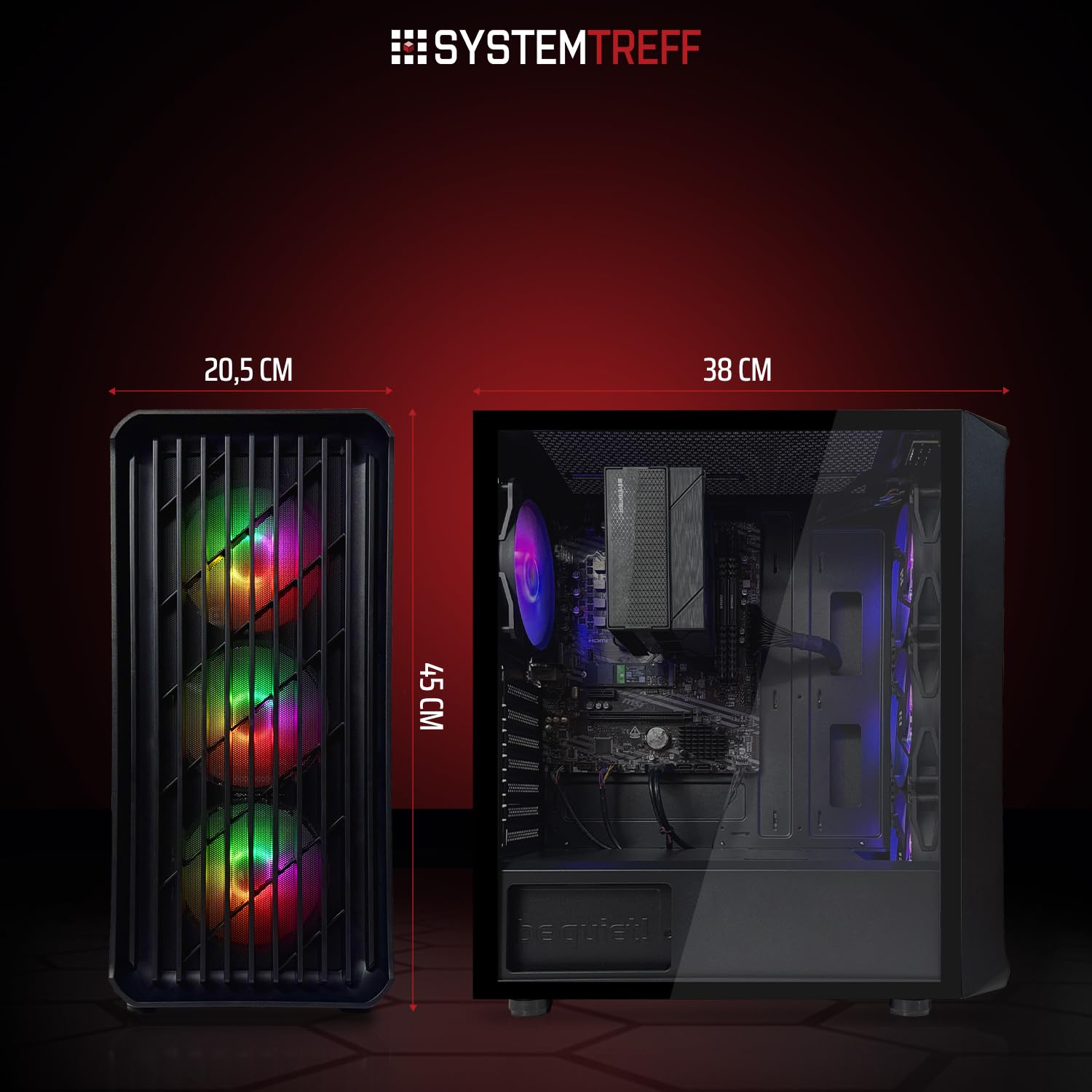 SYSTEMTREFF PC Gamer AMD Ryzen 5 5600 6x4.4GHz | Nvidia RTX 5060 8Go DX12 | 512Go M.2 NVMe | 16Go DDR4 RAM | Windows 11 | Ordinateur de Bureau WLAN pour Les Joueurs, Les Gamers & Streamer