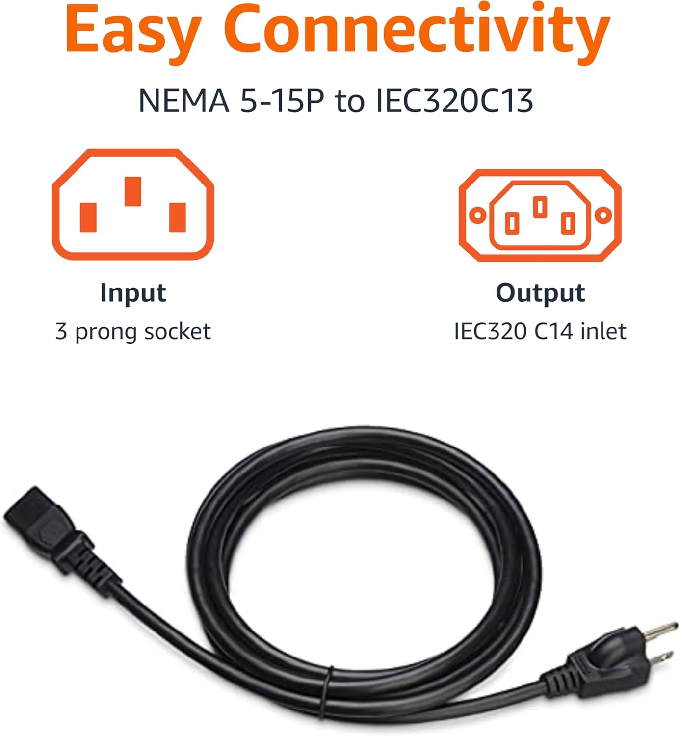 Diagram showing NEMA 5-15P input and IEC320C13 output