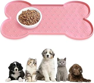 Mantel Individual de Silicona para Comida de Perro, Antideslizante, Impermeable, fácil de Limpiar, antiarañazos, para Gatos y Perros, Color Rosa, 25 x 49 cm