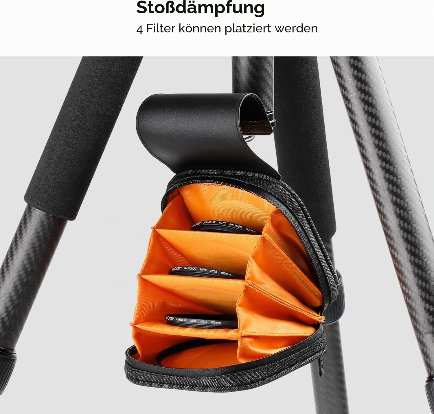 K&F CONCEPT 4 Stück Taschen für Kamera Filter 4-in-1 Filter-Taschen 4Pcs Objektivfilter Tasche Bis zu 95 mm