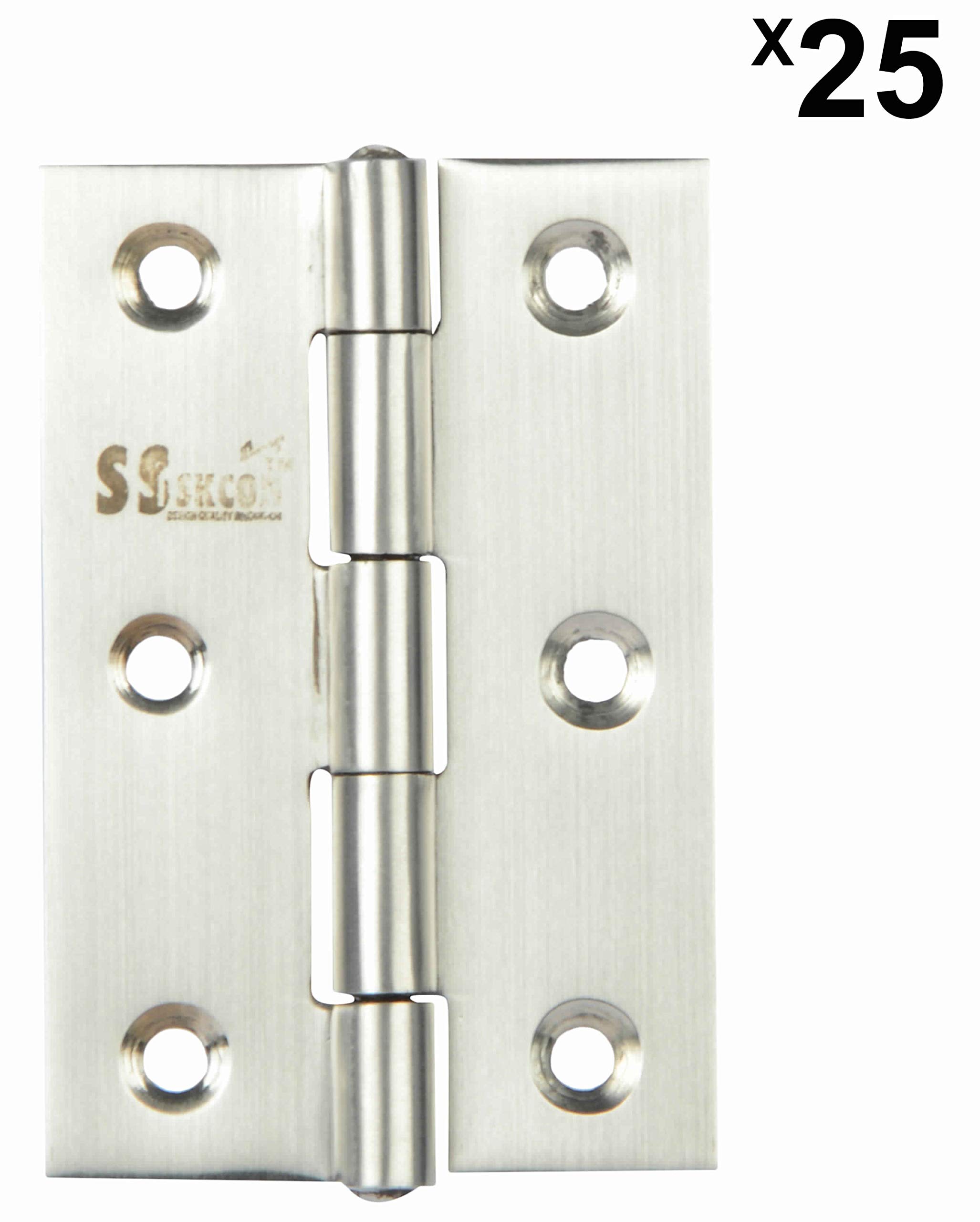 Ssiskcon 3 Inch X 16 Gauge 1.7 Mm Thick/Pack Of 25 Stainless Steel Door Window Butt Hinges Lubrication With Soft Easy Movement Riveted Head Satin Matt Finish