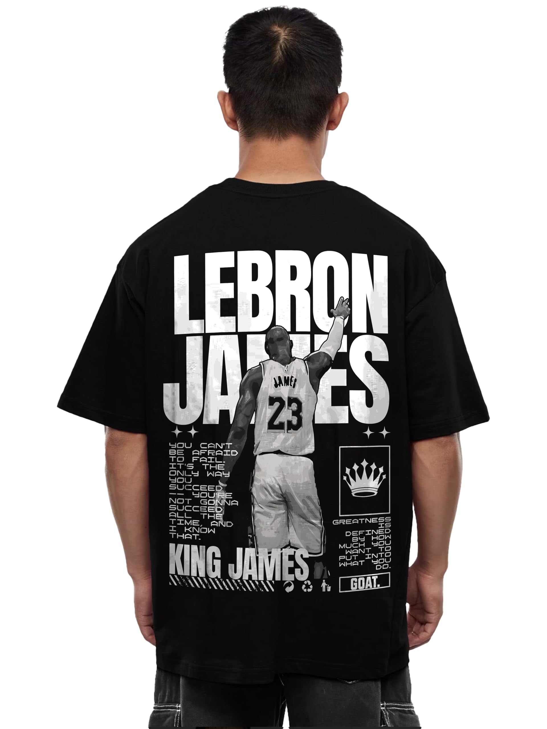 darkbuck Lebron James - Lakers King James Anime Graphic Oversized T-Shirt for Men and Women, Black, Lakers Basketball Fan Wear-picture-14