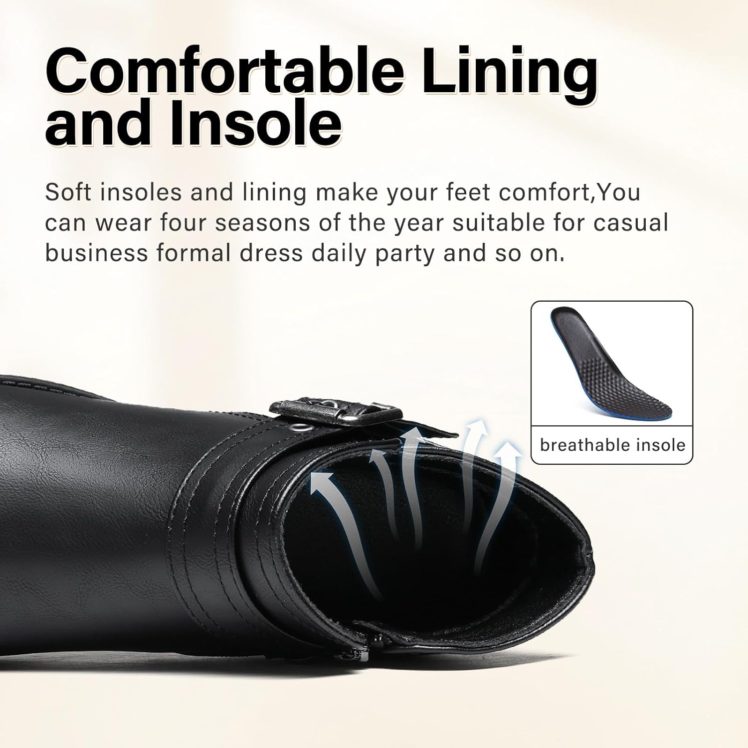 funbank Ankle Boots for Women Low Heel Chelsea Booties for Winter Round Toe Leather Snow Boots Chunky Fall Shoes with Side Zipper - Image 3