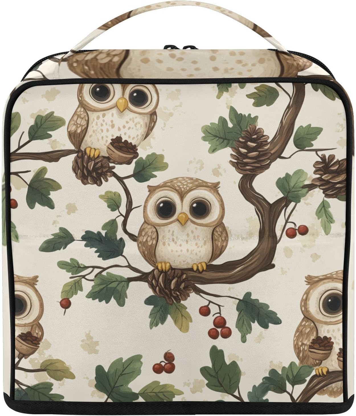 Standing Makeup Bag Owl Forest Branch Travel Toiletry Bag