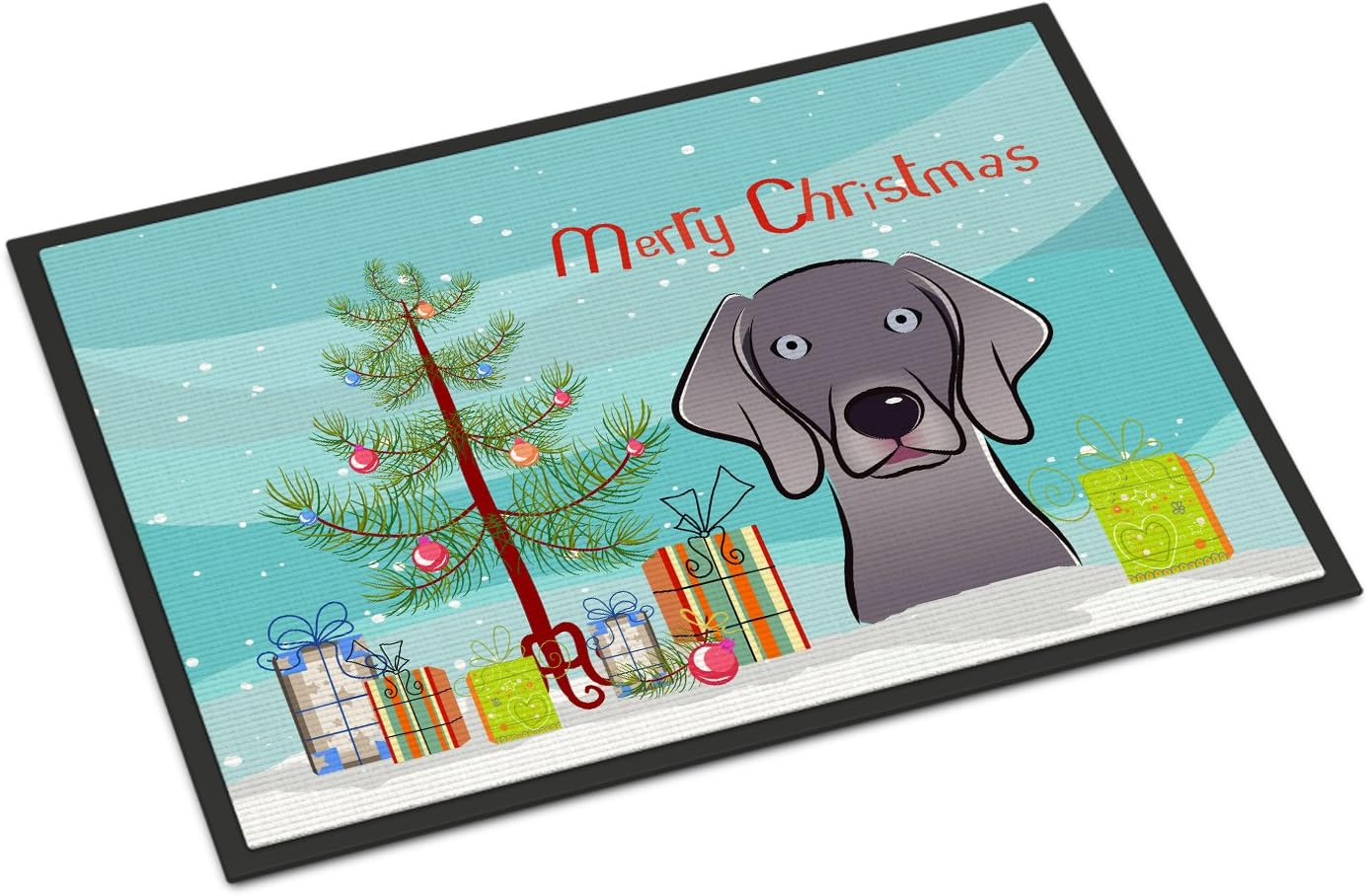 Caroline's Treasures BB1603MAT Christmas Tree and Weimaraner Doormat 18x27 Front Door Mat Indoor Outdoor Rugs for Entryway, Non Slip Washable Low Pile, 18H X 27W