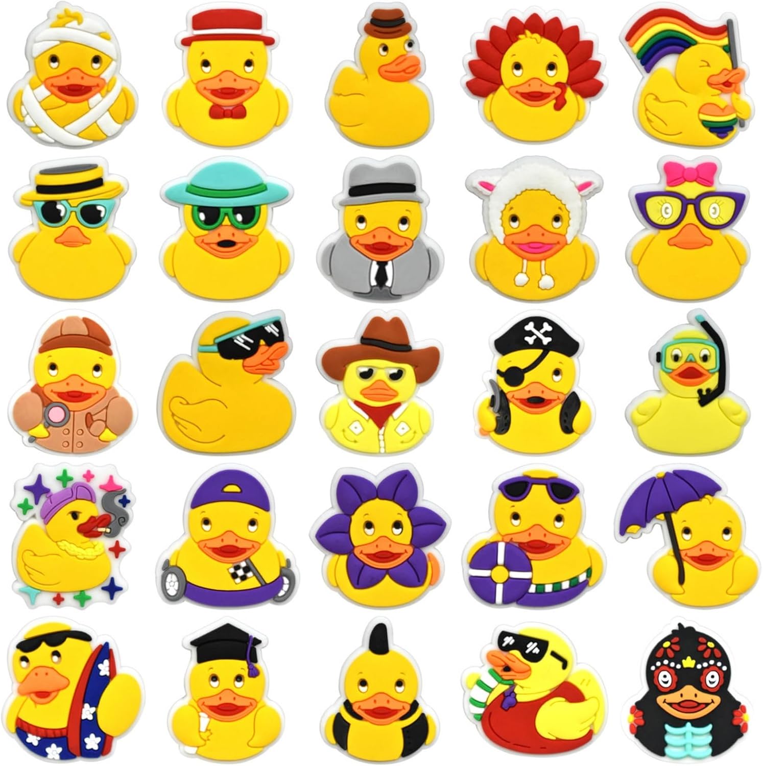 25PCS PVC Little Yellow Duck Shoe Charms with Pins, Animal Themed Shoe Decor Set, Versatile Accessories for Beach Bags & Shoes, Gifts Idea for Birthdays, Christmas, Halloween，Party Favors Shoes